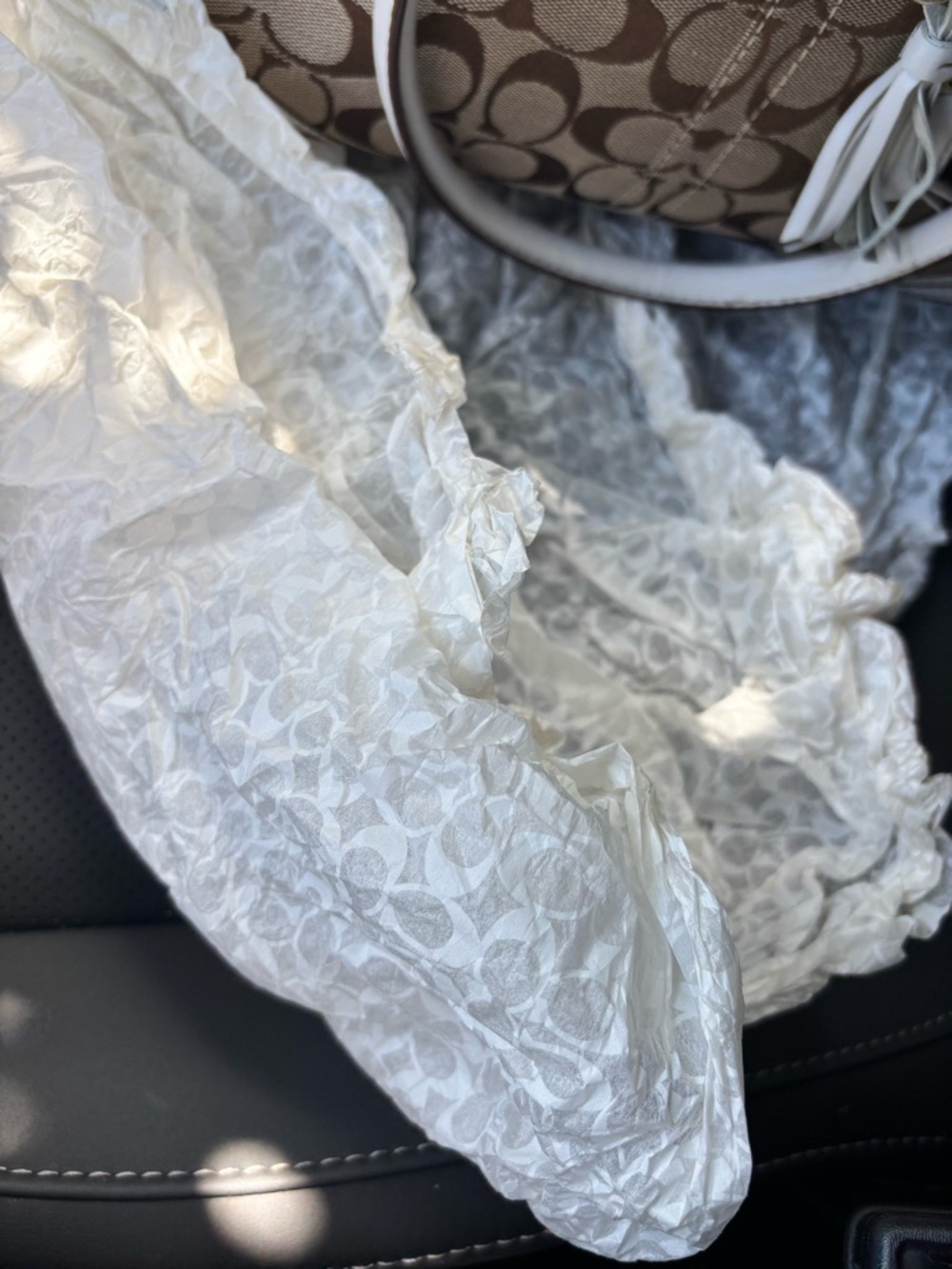 Coach Hamptons Signature Carryall Bag White Leather Trim Gold Hardware - Picture 12 of 13